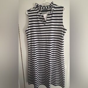Duffield Lane “Poppy” Navy Striped Sleeveless Dress NWT